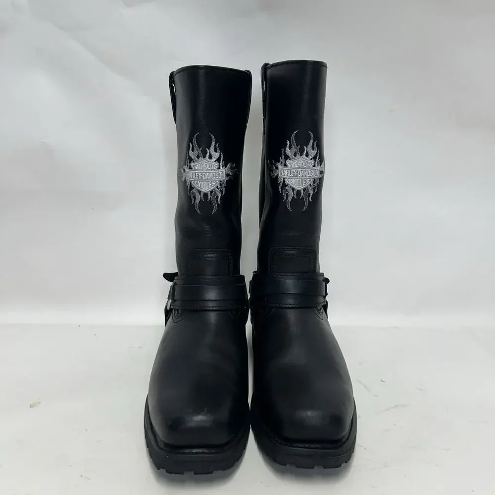 Vintage Harley-Davidson Motorcycle Flame Logo Boots “Black”